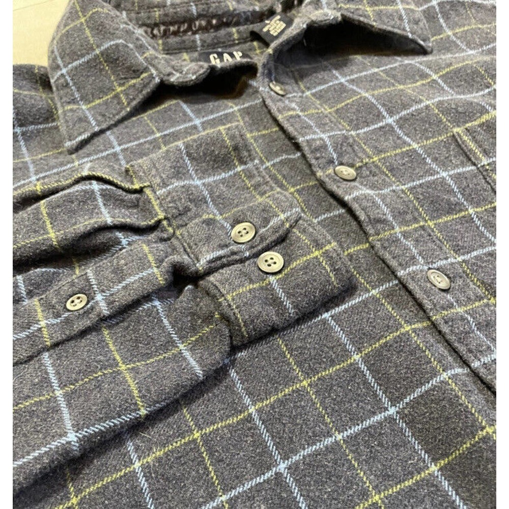 GAP Men’s Long Sleeve Plaid Flannel Jacket Thick Cotton Button Up Large